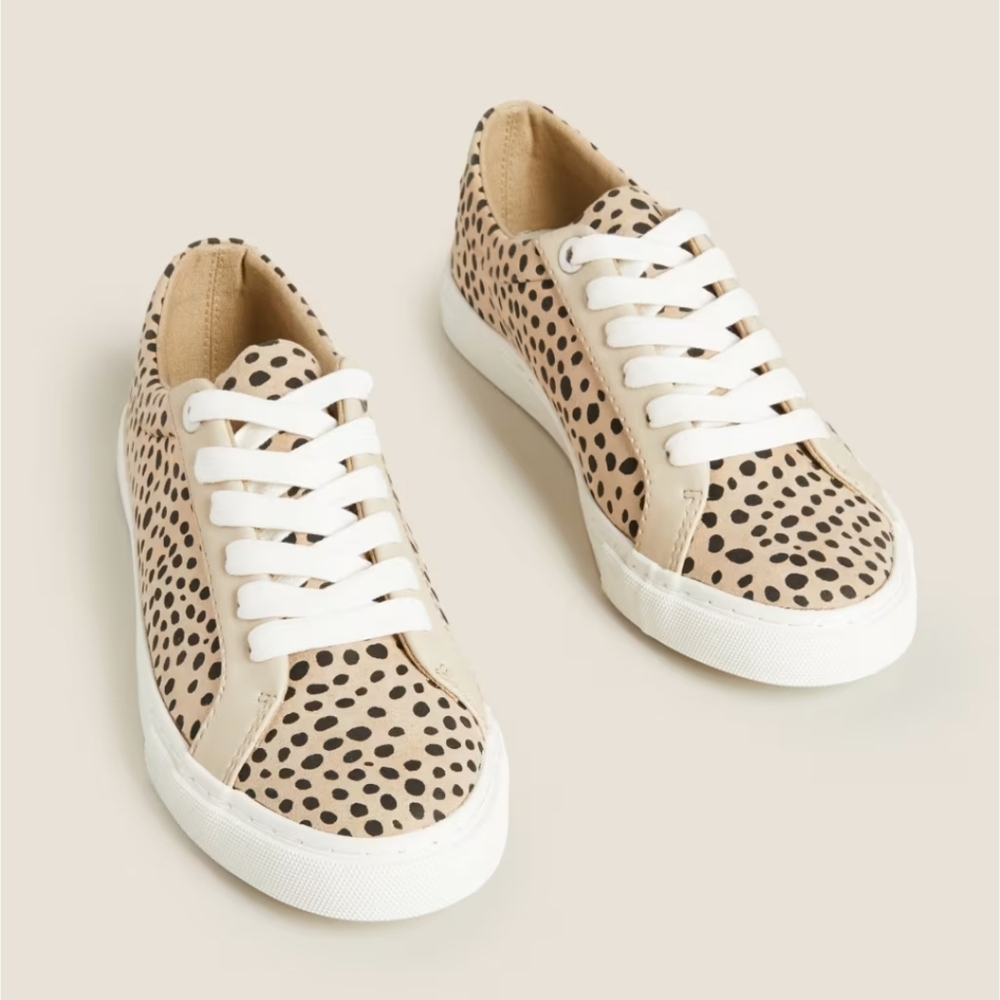 M&S Women's Tan and Black Polka Dot Sneakers Size 4 UK